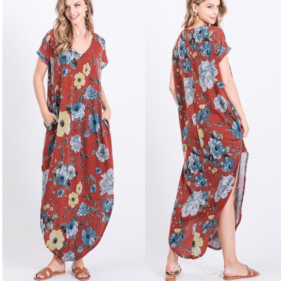 ❤️LAST! V Neck Floral Maxi Pocket Dress! - Picture 2 of 6